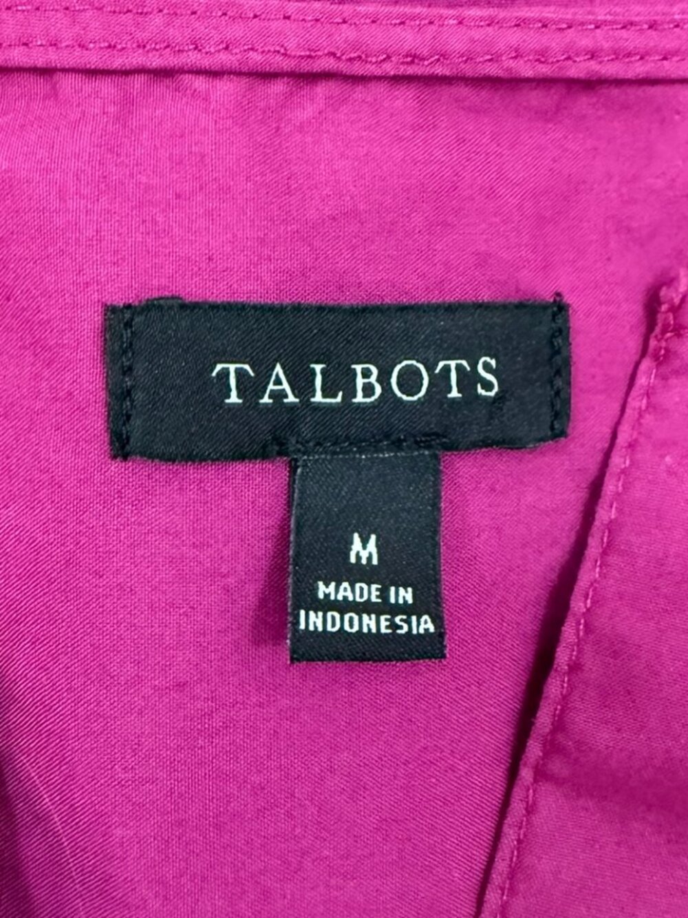 Talbots 100% Cotton Magenta Puff Sleeve Popover Blouse Size M - Picture 5 of 8
